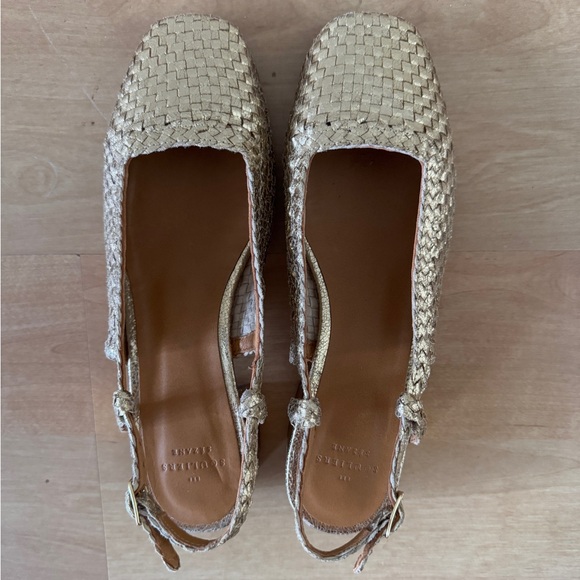 Sezane Gold Woven Slingback Flats - Picture 2 of 8